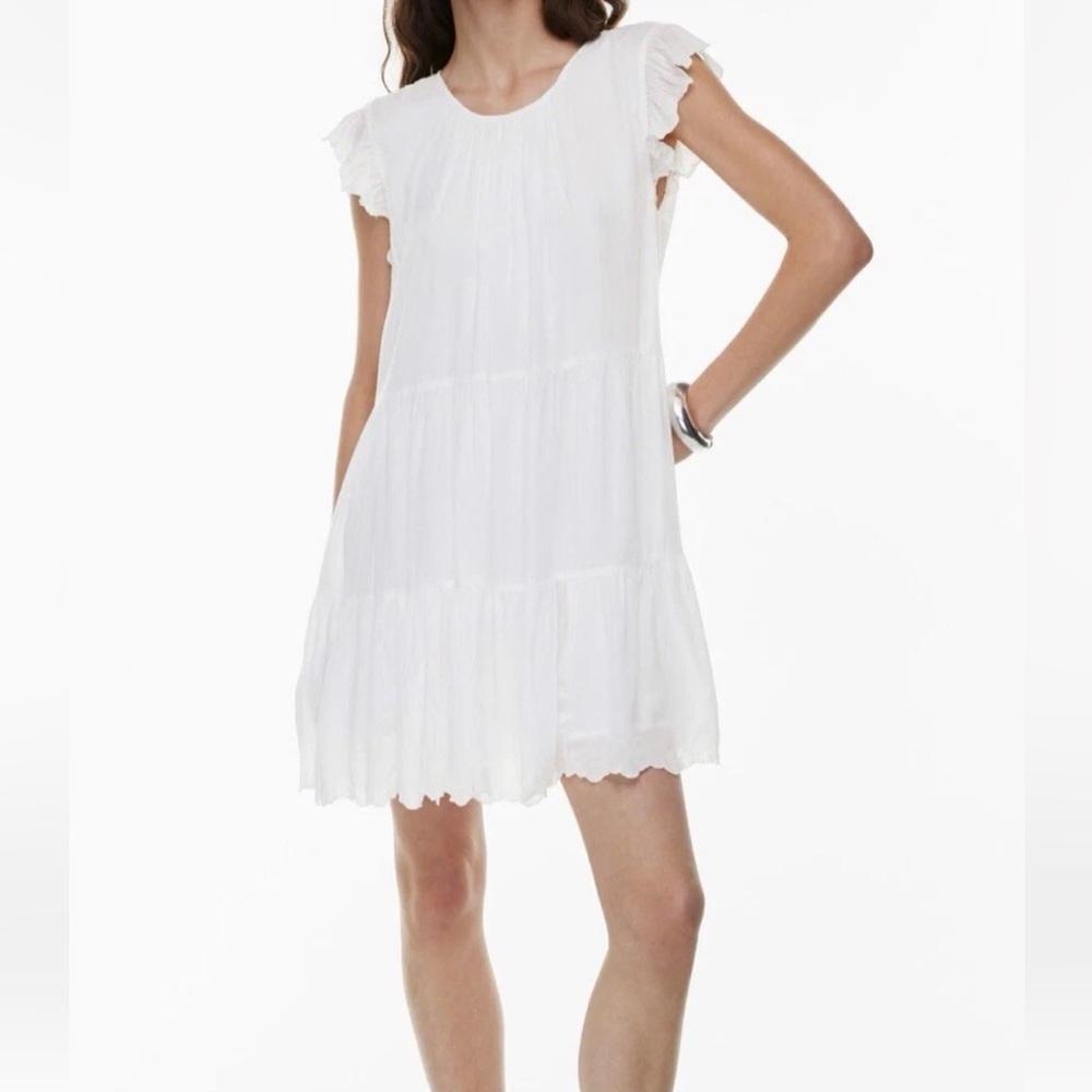 Aritizia Wilfred Sidione Cream Tiered Soft Romantic Mini Dress, Ruffles, Sz S - Picture 2 of 16